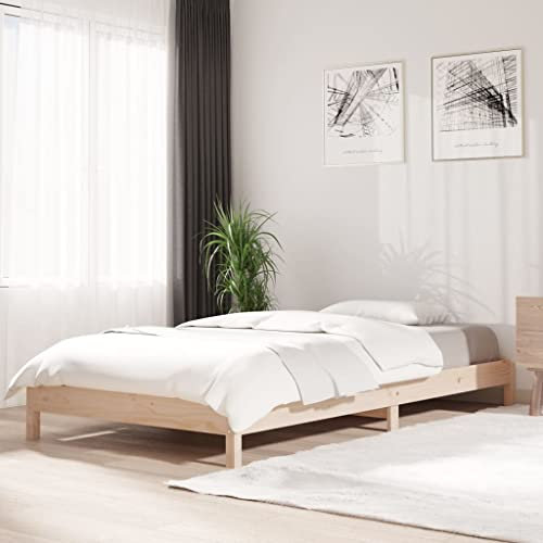 INLIFE Stapelbett 100x200 cm Massivholz Kiefer,Braun,16.85KG