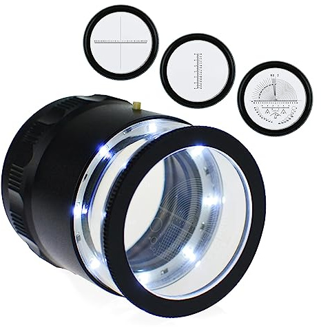 Jewelers Loupe 10X Magnification Magnifier with 8 LED Lights and 4 Glass Scale Lens, Jewelry Loupe Magnifier 0.98''(5mm) Field of View Illuminated Jewelers Loop for Gems, Coins, Stamps, Watches