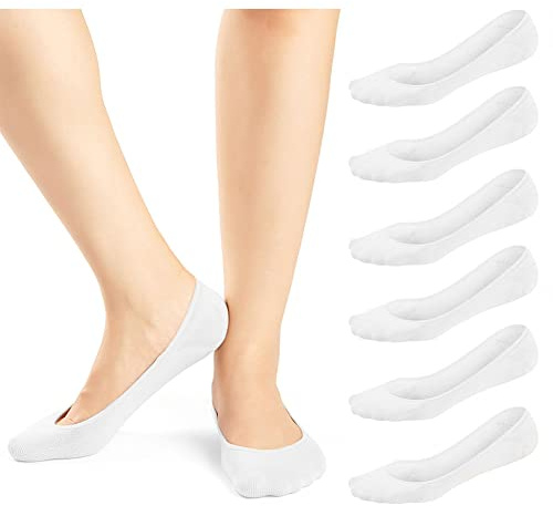 JaosWish No Show Invisible Socks Women, Non Slip Ballerina Foot Socks | 6Pairs Ultra Low Cut Trainer Socks Womens, Hidden Shoe Liners Footsies for Pumps, Loafers, Ballet Flats, Boat Shoes, 3-8