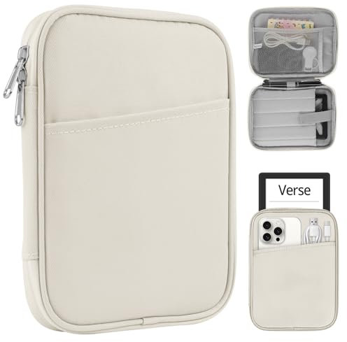 HoYiXi Universal Sleeve Hülle für 7 Kindle Paperwhite/Colorsoft 2024 Kompatibel mit 6-6.8'' Kindle Paperwhite 2021-2012/Pocketbook/Kobo/Tolino/Sony/Tolino/Sony E-Book Reader,Weiß