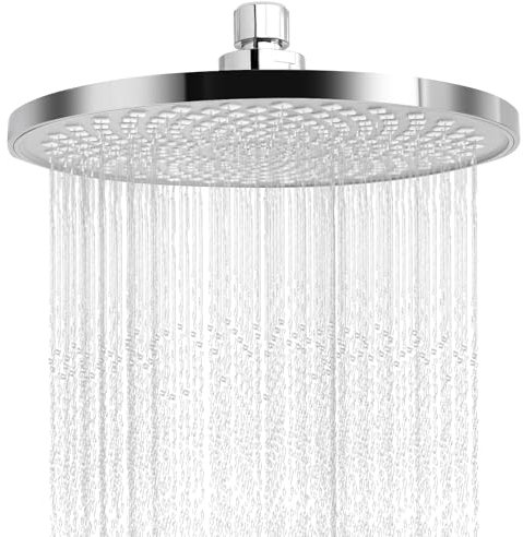 Hawdows Soffione e doccia a pioggia 22 cm, soffione anticalcare per bagno, rotante a 360°, filettatura 1/2 pollici, cromato