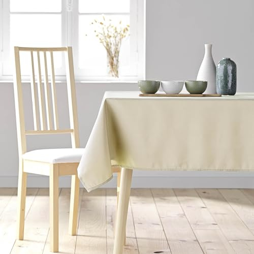 Douceur d'Intérieur, Nappe Rectangle (140 x 250 cm) Essentiel Naturel, Polyester Uni