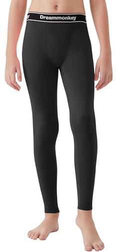 Dreammonkey Toddler Boys Sports Leggings, 2T 3T 4T 5T to 14 Years Quick Dry Base Layer Compression Pants for Football and Basketball (Black, 3T)