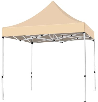 Padiglione da giardino pieghevole e impermeabile, altezza regolabile, traspirante e ventilato, tenda a baldacchino per campeggio, barbecue, spiaggia e parco (beige, 0,9 x 3 m)