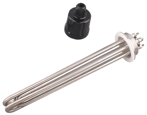 Scaldabagno a immersione a tre pinze da 5,1 cm con coperchio nero, 220 V/380 V, 3 KW-9 KW, in acciaio inox 304 per birra domestica (solo riscaldamento, 9 kW 290 mm)