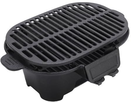 Topiky Grill Hibachi en Fonte pour Extérieur, Barbecue au Charbon de Bois Portable pour Camping Japonais Yakitori, Barbecue, Pique-nique, Poêle de Table avec Rétention de Chaleur Supérieure