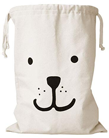 Lependor Canvas Duffle Storage Carry Heavy Duty Basket Laundry Bag Reusable Wall Delicates with Drawstring Pouch Christmas Gift for Travel, Ladies Sweater - Smile,18 x 26