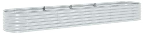 vidaXL Lit Surélevé 400x80x44 cm Acier Galvanisé Argenté Jardinière Pot Fleurs