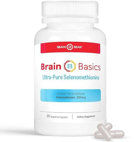 Brain Basics Ultra-Pure Selenomethionine - Proper Thyroid Function and Immune System Support - 200 mcg Most Bioavailable Selenium - 90 Servings