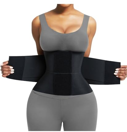 FeelinGirl Workout Waist Trainer Underbust Corsets Cincher Belt Hourglass Corset Body Shaper for Women Black L