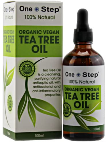 One Step Tea Tree Oil 100% Pure, 100ml Bottle Organic Natural Essential Aromatherapy Antiseptic Oil, Reduces Acne, Dandruff, Fatigue, Redness of Skin