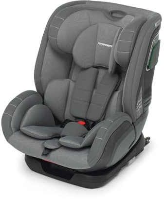 Foppapedretti Seggiolino Auto Run I-Size, per bambini da 76 a 150 cm di altezza, 15mesi-12 anni, conforme ECE R129, Fissaggio Dualfix (Isofix e non), Safe Body Protection, Comfort Kid Pad, Grigio