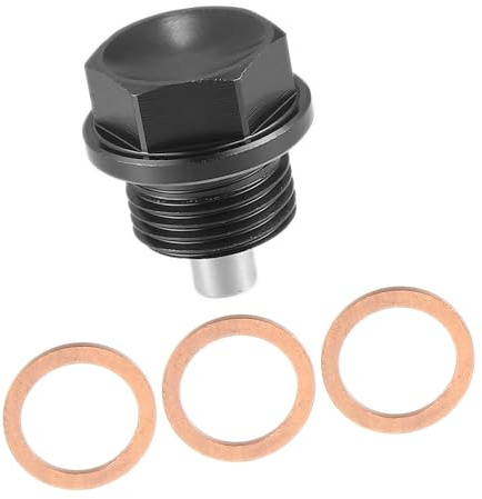 A ABSOPRO Tappo di Scarico magnetica Universale per Olio Auto, Dado di Scarico del Carter, Vite di Scarico dell'Olio con 3 Guarnizioni M18x1.5 in Lega di Alluminio Nero