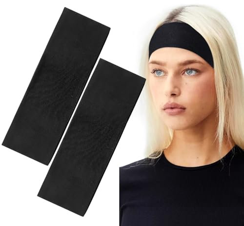 BELEVO Haarband Damen Schwarz, 9 cm Sport Headband Unisex Elastisch Stirnband Damen Dünn Antirutsch Haarbänder Herren Schwarz Headbands Yoga Fitness Laufen Exercise Gym