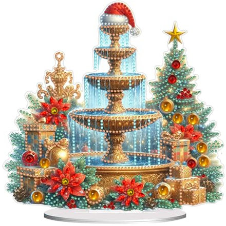 CXINLky Decorazione da tavolo fai da te con diamanti 5D, decorazione da tavolo, decorazione da tavolo con diamanti in piedi per principianti, idea regalo per la casa, fontana decorativa 26