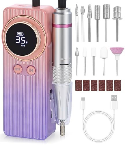 Torno para Uñas,35000RPM lima electrica uñas, Velocidad Ajustable, torno uñas profesional, Torno Uñas,Molinillo de Uñas Eléctrico para Gel o Acrilicas, torno para uñas profesional