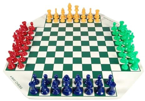 BFLKY Juego de ajedrez para cuatro jugadores, combinación única, juego de ajedrez familiar con tablero de ajedrez plegable y pieza de ajedrez