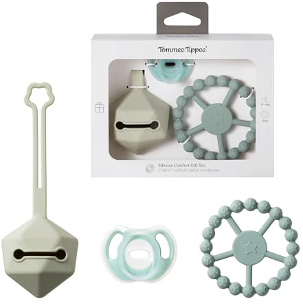 Tommee Tippee Silicone Comfort Gift Set Ultra-Light Soother, Carry Case & Teething Ring 0-6m+