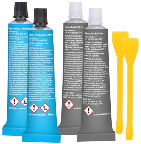 AGT 2 Komponentenkleber: 2er-Set 2-Komponenten-Epoxid-Kleber, stahlverstärkt, transparent (Epoxy 2 Komponenten Kleber, für Styropore, Sekundenkleber)