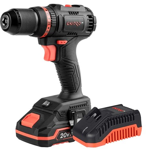 Dnipro-M CD-201HBC Taladro Percutor sin Escobillas Compact con Batería Recargable 20V 2 Ah, Cargador de Batería Incluidos, Taladro Atornillador, Destornillador Eléctrico kit Herramientas LED Integrado