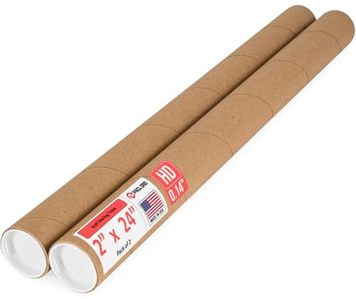 2 x 24 Heavy Duty Made in USA Kraft Paper Mailing Tube, 2 Tubes, 4 Caps