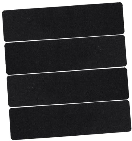 Lurrose 4 Pièces Tapis antidérapant pour escalier tapissé tapis de marches d'escalier coureurs de tapis bandes de roulement de tapis marches de tapis d'escalier Polyester (Polyester) Noir