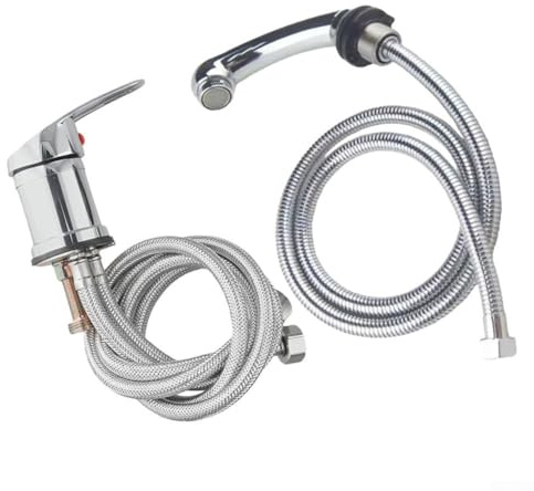 LatoYard Rubinetto miscelatore ad alta pressione con doccetta per lavabo, per salone e letto shampoo, tubo estraibile da 120 cm, cromato