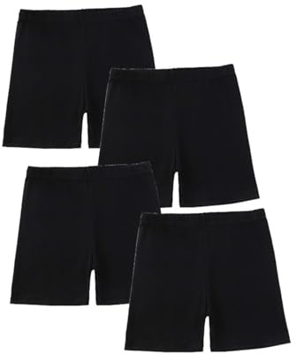 TYUSGH Lot de 4 shorts en coton pour filles, danse, cyclisme, yoga, gymnastique, adolescente, école, sport, course à pied, gym, leggings athlétiques, vêtements de sport d'été, Noir , 11-12 ans