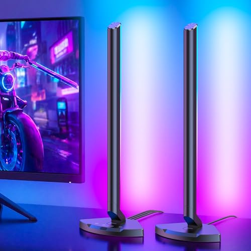 RIYO Barras de luz inteligentes para juegos con hub USB-C, sincronización de color de pantalla de PC, luces LED RGBIC de ambiente de escritorio, iluminación ambiental de ritmo musical para sala de