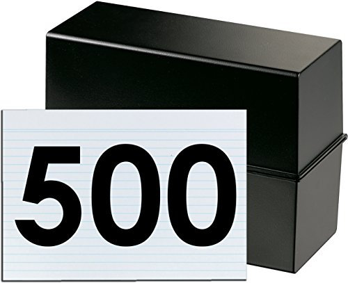 HAN Karteibox DIN A5 quer, Innovatives, attraktives Design für max. 500 Karten mit Stahlscharnier (schwarz + 500 Karten)