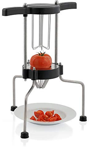Zelsius Cortadora Profesional de Tomates de Acero Inoxidable | con 6 Cuchillas | 6 Rodajas | Cortador de Frutas y Verduras | Gastronomía