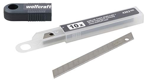 wolfcraft 10 Abbrechklingen I 4302000 I 9 mm Klinge I mit 13 Segmenten I kompatibel zu allen handelsüblichen Abbrechklingenmessern I für Heim- und Handwerker konzipiert