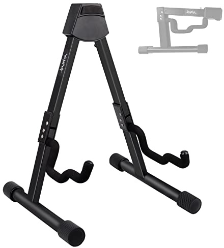 VANPHY Foldable Guitar Stand Folding A-Frame metal Acoustic Guitars Stand Adjustable Bass stand with Padded Classical ukulele stand floor Portable Guitar ukulele bass banjo Mandolin stand (Metal)