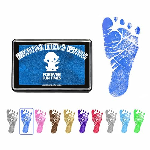 Kit de Huellas de Bebé, Seguro y Limpio, para pies y manos | Con su almohadilla de tinta hará cientos de huellas del bebé para regalar (Azul)