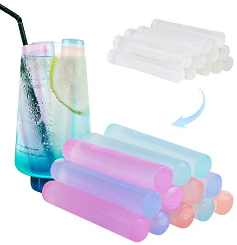 12 Stück farbwechselnde wiederverwendbare Eiswürfel für Getränke, schnell einfrierende Wasserflasche, wiederverwendbar, BPA-frei, waschbare Kunststoff-Eiswürfel für Whiskey, Wein, Kaffee (Farbwechsel)