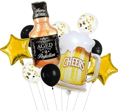PANRRPERS Beer Cup Balloons Whiskey Bottle Beer Mug Shape Mylar Foil Balloon Summer Party, Beer Festival, Birthday Party