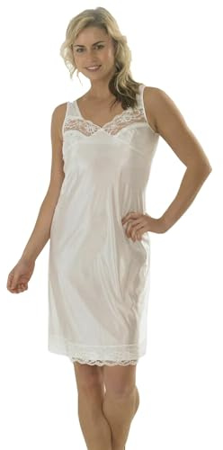 iTRONiK NEW Ladies Luxury Full Slip Petticoat Chemise Sizes 10-32 New Underskirt 4 colours (Cream, 26)