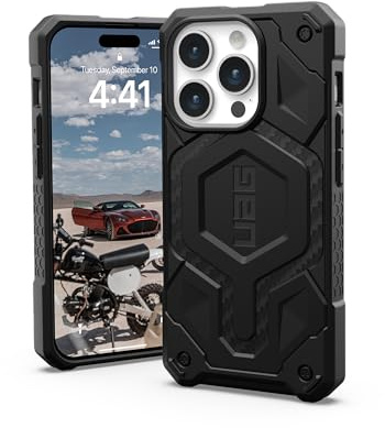 URBAN Armor Gear Monarch Pro Schutzhülle kompatibel mit Apple iPhone 15 Pro Hülle [Wireless Charging/Magnetische Aufladung kompatibel, 5-Schichten Schutz] Carbon Fiber