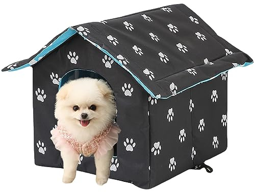 HOMURY Casa para gatos: plegable, resistente al invierno, aislada, resistente a la intemperie, impermeable, cálida, tela Oxford, perros y gatos pequeños