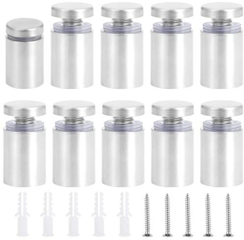 Gueenky 20 Piezas Tornillo Publicidad de Vidrio Acero Inox, 19x30mm Clavos Publicitarios de Vidrio Plata Tornillo Espaciador, Publicidad de Vidrio Standoff Separador de Fijación de Vidrio