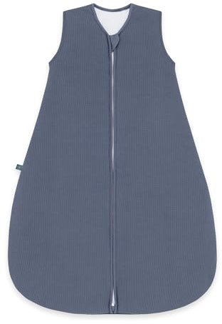emma & noah Baby Schlafsack 2.5 TOG, Strampelsack für den Herbst und Winter in vielen Farben, Bio-Baumwolle, Oeko-TEX Zertifiziert, Schlafsack für Neugeborene (Essential Blau, 60 cm)