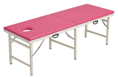 LZLZL Massage Table,Portable2 Sections Folding Salon Bed,Cosmetic Bed, Suitable for Beauty Salons Spa Static Load Bearing Capacity of 500kg(Pink)