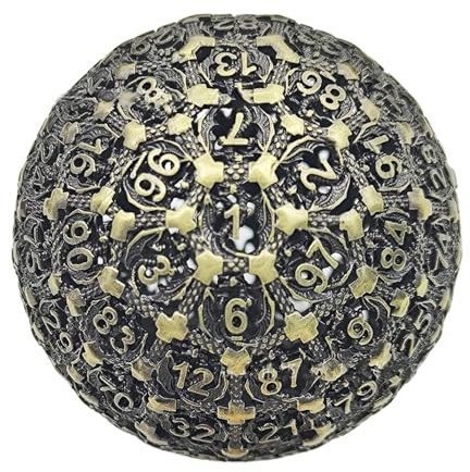 Dés Polyédriques En Métal, Dés De Jeu Simples D100 | Dés Simples À 100 Faces Pour Jeux De Rôle | Outil De Divertissement De Haute Précision, Dés En Métal D100 50 Mm Pour Les Joueurs Sérieux Et Les Col