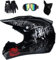 Intégral MTB Casque Motocross, avec Lunettes Gants Masque, Adulte Unisexe Hors Route Rue VTT Scooter Casque de Moto, Descente Enduro BMX Quad Moto Cross(Black,L(56~57cm))