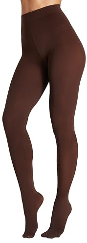 Seidiva 80 Denier High Waist Opaque Tights for Women, Soft and Elastic Stockings, Run Resistant Pantyhose (1Brown, Large-X-Large)