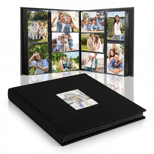 VZXZXE Album fotos grande 33.5x32.5cm Funda de Lino Gran capacidad Album 60 Páginas Horizontales y Verticales, Boda Familiar para Bebés album fotos boda álbum de fotos