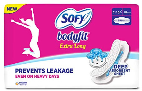 Sofy Bodyfit Pro XL - 290mm | 18 pads | Women Sanitary Pads | Leakage Protection | Long Lasting | Deep Absorption | Centre Thick Fit | Comfy Dry Cover | X-Large