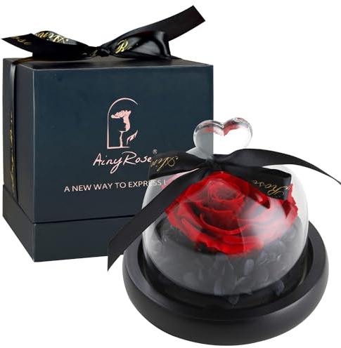 SW Forever Preserved Real Red Rose in Glass Dome