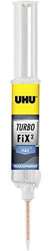UHU Turbo Fix² Flex 10 g Dual Component Repair Glue Ultra Fast Clogging Flexible Solvent Free Clear Syringe