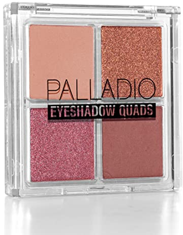 Palladio Eyeshadow Quads, Velvety Pigmented Blendable Matte, Metallic & Shimmer Finishes, Creamy Formula, Four Way Quad Eye Shadow Palette, Talc-Free (Gossip Girl)
